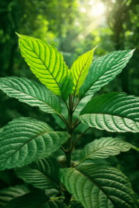 Fresh kratom leaves and powder showcasing the natural power of kratom for wellness
